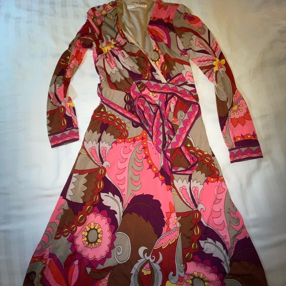 Trina Turk Vibrant Pink and Brown Patterned Dress xs